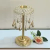 Złote Kryształy Świecznik Wedding Table Candelabra / Centerpiece Delikatne Wiatr Chimes Typ dekoracji Candlestick 10 sztuk / partia