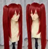Human Made Hair Wigs Popular Fairy Tail Scarlet Red Cosplay Wig   Två klipp på hästsvans modebild peruk
