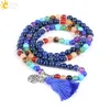 CSJA Natural Balance Stone Lapis Lazuli 108 Mala Bead Armband Hand Sieraden Reiki Meditatie Power Charms Silver Beads Armband Bangle E660