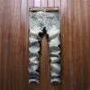 Gros-2016 Hommes Ripped Jeans Distressed Hole Patchwork Slim fit Jeans Washed Straight Denim Pantalon P3092