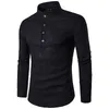 Sólido casual linho camisas masculinas de manga longa camisas de algodão camisa masculina plus size fino ajuste homme288e