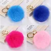 DHL 100pcs mixed 20 colors Genuine Rabbit fur ball key chains plush pom pom key chain for car key ring Bag Pendant keychain274h