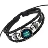 Mode Douze Horoscope Tressé Corde Bracelet En Cuir Vintage Noir Perlé 12 Zodiaque Charme Bracelets Pour Femmes Hommes DIY Punk Bijoux