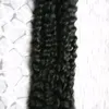 Peruansk Virgin Hair Kinky Curly Pre Bonded Fusion Human Hair U Tips 100g 1g / Strand 100s Keratin Stick Tips Mänskliga Hårförlängningar Jet Black