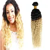 Ombre Weave Hair Blonde T1B / 613 Kinky bouclés cheveux humains bouclés 100g mongol kinky bouclés cheveux armure 1 PCS