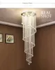 Modern Spiral Crystal Chandeliers Lighting Raindrop Stairs Chandelier Lamps GU10 Pendant Light Fixtures for Dining Room Indoor Home Deco