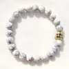 Venda quente Branco Turquesa Pulseira Banhado A Ouro Buddha Charm Bracelet Bangle para Mulheres Homens Elastic Pulseiras Jóias