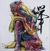 Boeddha feng shui handgeschilderde moderne portret wandkunst olieverf op canvas multi maten PM032