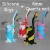 Narguilés colorés Bongs en silicone avec des conduites d'eau en silicone à tige inférieure en verre dab rig joint de 14 mm tout clair 4 mm d'épaisseur 14 mm