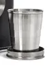 Dahili bir Katlanabilir Cam Flask Huni ile 8oz Flask - Paslanmaz Çelik - Premium Deri Sarma (Siyah Deri)