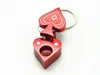 Poker Peach Heart Pattern Shape Smoking Pipe with Keychain Aluminum Alloy Metal Pipe Mini Tobacco Herb Smoke Pipes