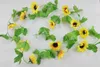 250cm Fake Silk Sunflower Ivy Vine Artificial Flowers Plants With Green Leaves Hanging Garland Garden Fences Home Wedding Decoration