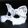 Wenecka maskarada maska ​​kobiet seksowna czarna błyszcząca fantazyjna kotka koronkowa maska ​​na Halloween Cat Lace Eye Mask HJ120