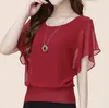 المرأة ضئيلة blusa الأنثوية 2016 الصيف عارضة زائد حجم السيدات قمم الأزياء الشيفون بلوزة الخفافيش كم قميص