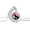 Hot sale Breaking the Moon Time Gemstone Necklace Wolf Totem Retro Alloy Pendant WFN131 (with chain) mix order 20 pieces a lot