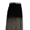 Ombre Tape Extensions 1B / Gray Grey Virgin Włosy 40 szt. 100% Human Hair Remy Taśma w przedłużaniu włosów 100g