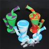 silicone oil rigs glass bong silicone water pipe with glass bowl and down stem quality rig 9 colors
