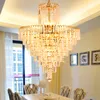 LED Moderne kroonluchter American Gold Crystal Chandeliers Lights Fecture Home Dining Room Hotel Hall Restaurant Crystal Droplight Hanging Lamp