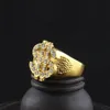 Hiphop gesimuleerde diamant dollar charme ring voor mannen mode rotsstijl roestvrij staal vergulde bling bling $ ring