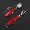 Multifunctionele flesopener Outdoor Camping Picknickgereedschap Roestvrij staal 4 in 1 vouwvork / lepel / mes / flesopener set