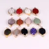 30Pcs Oval Gold Plated Natural Stone Charms Pendant Druzy Quartz Crystal Agate Jade Bracelet Necklace Connector DIY Fashion Jewelry Making