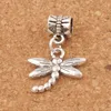Metaller Dragonfly Insect Big Hole Pärlor 100st / Lot Tibetansk Silver Dangle Fit European Charm Armband Smycken DIY B176 18.1x27mm
