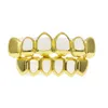 Новый 18k Real Gold Plated Iced out HipHop Hollow Teeth Grillz Top Grill Halloween Christmas Party Gift