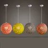 Nouvelle personnalité créative lampes suspendues colorées Restaurant Bar café lampes rotin champ pâtes boule E27 suspension
