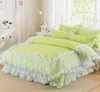 4 Stuks Wit Kant Prinses Beddengoed Sprei Set King Queen Size Koreaanse Stijl Effen Kleur Kantwerk Bedcover Katoenen Dekbedovertrek bed S255W