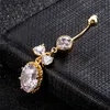 Söt mage ring för tjejer cubic zirconia sparky bowknot belly ring piercing dangle navel kropp smycken piercings ring p0212