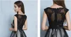 Korte mode avondjurken met appliques elegante bruidjurk sexy zien door back bal prom party homecoming / graduatie formele jurk