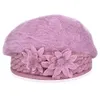 Flower Beret Womens Faux Fur Beanie Knitting Hat Crochet Winter Hat Snow Warm Slouchy Beanie Skull Cap by Fedex