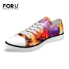 All'ingrosso-FORUDESIGNS Moda Donna Casual Galaxy Scarpe traspirante High-Top Low Canvas Shoes, Ladies Flats Donna Lace-up Shoes for Girl