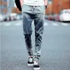 Męskie dżinsy Hurtownie-moda dorywczo nastolatkowie mężczyźni retro szczupły fit splicted sznurka mankieta mankiet hip hop stretch dna męskie dziewiąte spodnie