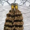 8 Light Brown Brazilian deep wave human hair keratin remy hair 100gstrands brazilian virgin curly i tip hair4014083