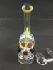 Mini tuyau de fumée verre eau Bong masque à gaz verre plate-forme pétrolière brûleur bécher en verre coloré Bongs recycleur barboteur 10mm Quartz Banger