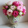 Mooie Peony Flower Woondecoratie Handgemaakte Kunstmatige Pioen Bos Bloemen Bruids Accessoires Tuin Bulk Lopers 7 Flower Peony Heads