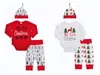 Abiti con frecce per bambini Il mio primo Natale Cartoon lettera stampa cappello + pagliaccetto + pantaloni 3 pezzi / set Xmas Deer vestiti per bambini Abbigliamento per bambini di alta qualità