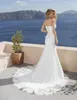 Nouvelle Arrivée À Lacets Chérie Blanc Dentelle Robe De Mariée Sexy De L'épaule Plage Sirène Robes De Mariée Robe De Noiva