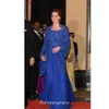Caftano blu royal a maniche lunghe abito da sera formale in chiffon con perline Kate Middleton abito da celebrità per feste economico su misura taglie forti