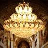 Modern Gold Crystal Chandeliers Lights Fixture European American Lotus Flower Chandelier Golden Crystal Droplight Home Indoor Hotel Lighting