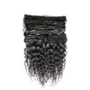African American Clip in Menselijk Hair Extensions 100g 120G 8 stks Natuurlijke Black Afro Kinky Clly Clip