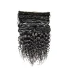 African American Clip In Human Hair Extensions 100G 120G 8PCs Natural Black Afro Kinky Curly Clip