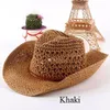 straw hats straw hat for women and men, cowboy lovers summer beach sun hat, Khaki, coffee, beige