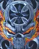 Detaljer om 7'' Large PATCH Biker Embroidery Patches flame skull crossed 19cm 17cm Green House Patch222P