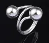 Fabriek Prijs Mooie Senior Design Plating 925 Sterling Zilveren Mode Charm Double Bead Mooie Leuke Mooie Ring Sieraden Maat US8