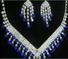 2019 Gorąca Sprzedaż Tanie Bride Jewelry Hurtownie Red Diamond Crystal Biżuteria Naszyjnik Biżuteria Zestaw Darmowa Wysyłka