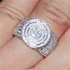 Luxe 925 Sterling Silver pleine pierres précieuses anneaux Pave réglage 365 PCS Simulé Diamant CZ ANNEAUX DOIGT Bijoux De Mariage Mariée pour les Femmes