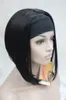 Parrucca sveglia 3/4 di trasporto libero all'ingrosso con la fascia fuori dalla parrucca mezza sintetica della breve delle donne diritte nere 2#