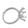 Impostazione dell'anello in argento sterling 925 per perline rotonde da 13 mm Misura dell'anello regolabile Corona Base dell'anello in argento ID35763